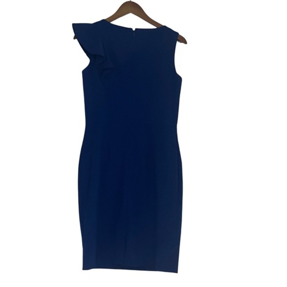 Calvin Klein Royal Blue‎ Ruffle Sheath Dress Fits S - Picture 4 of 9